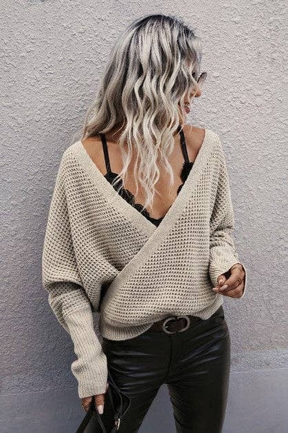 V Neck Criss Cross Sweater West Vendee